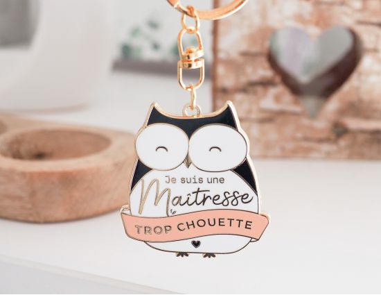 Porte-clés OPAT Chic Chouette - Design Mignon Avec Chouette Et Message "Derrière La Porte", Neuf Avec étiquettes